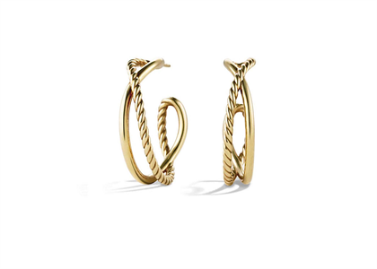 Gold Plated Twisted Wire Fancy Shaped Hoop Earring